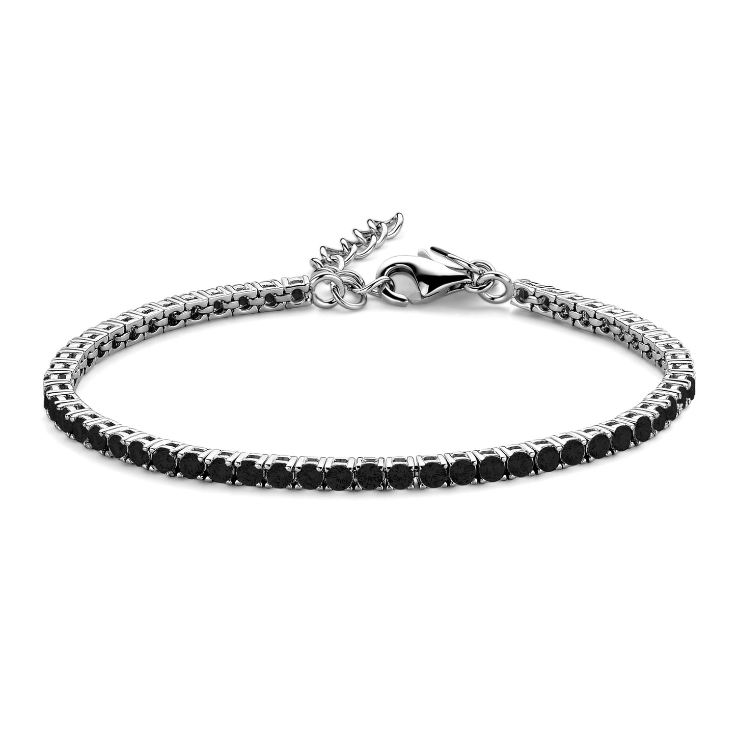 Tennisarmband mit Zirkonia, 3mm, aus 925er Silber, rhodiniert