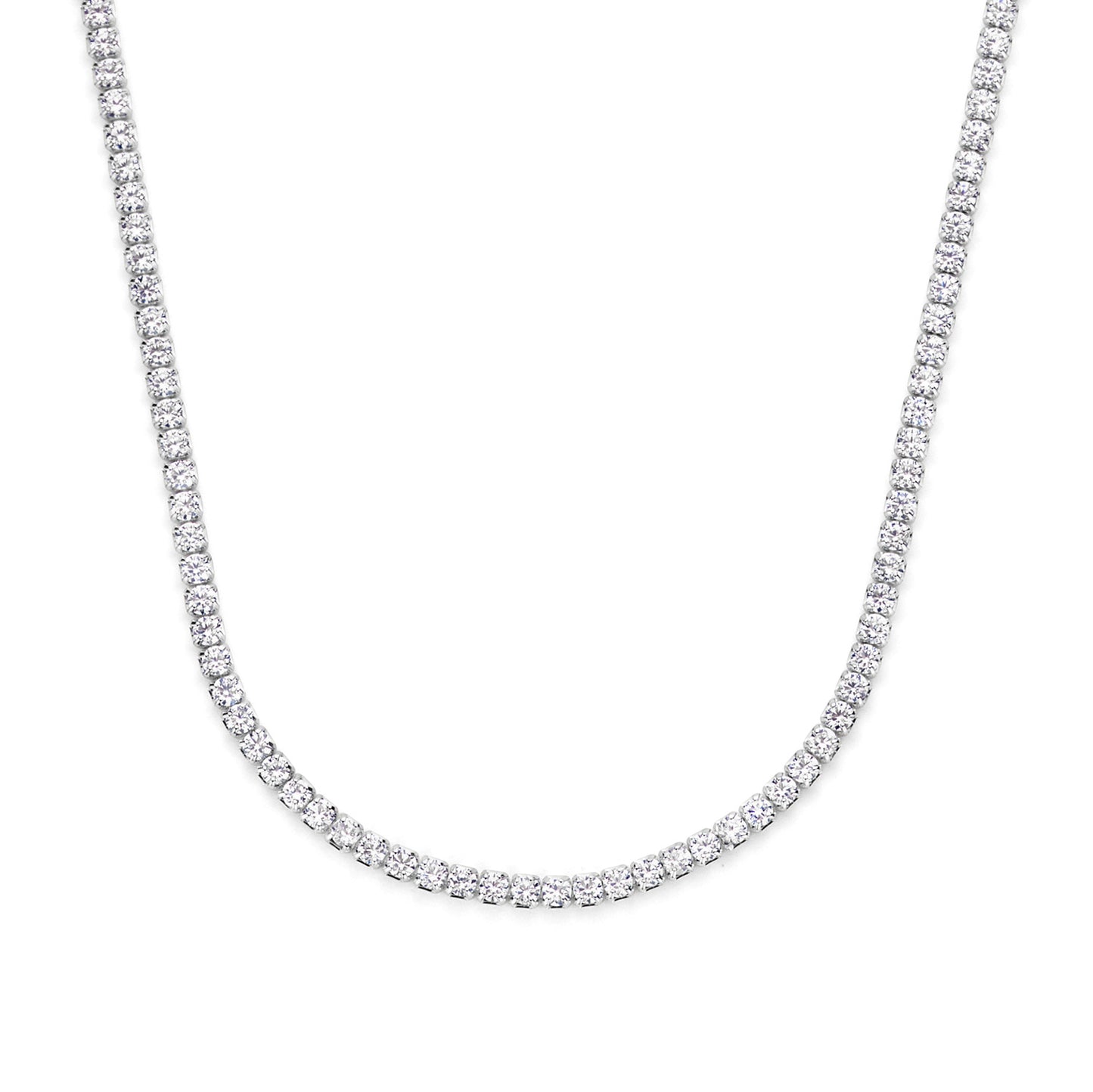 Tennis-Halskette mit Zirkonia, weiß, 1.75 mm, aus 925er Silber, rhodiniert