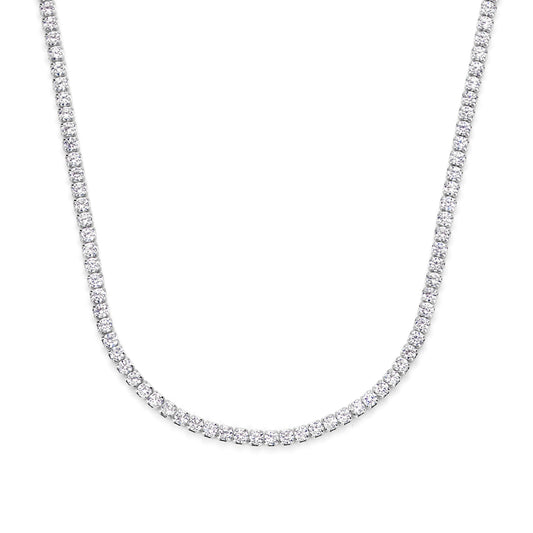Tennis-Halskette mit Zirkonia, weiß, 2.0 mm, aus 925er Silber, rhodiniert