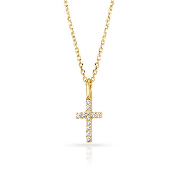 Collier Kreuz mit 12 Zirkonia, aus 333er Gold
