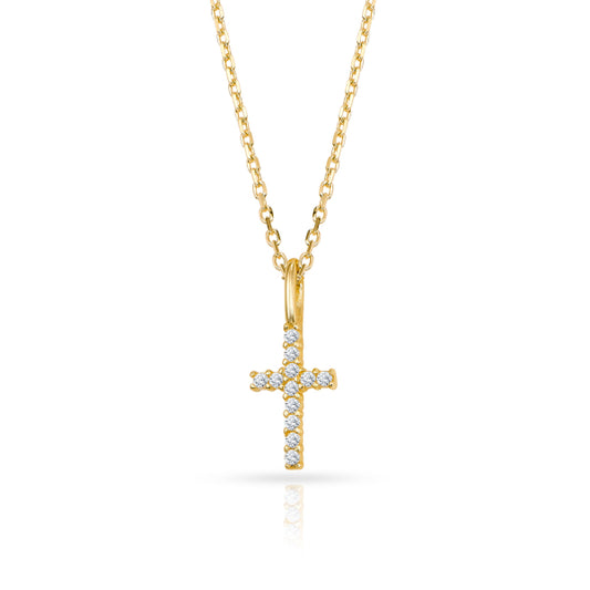 Collier Kreuz mit 12 Zirkonia, aus 333er Gold