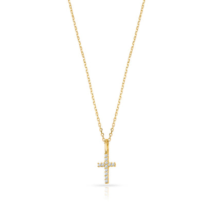 Collier Kreuz mit 12 Zirkonia, aus 333er Gold