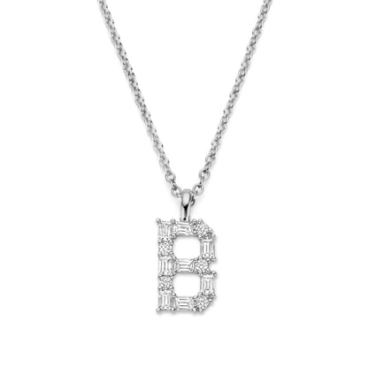 Collier Buchstabe mit Zirkonia, aus 925er Silber, rhodiniert