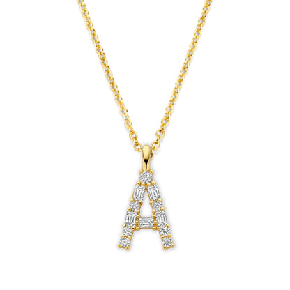 Collier Buchstabe mit Zirkonia, aus 925er Silber, vergoldet