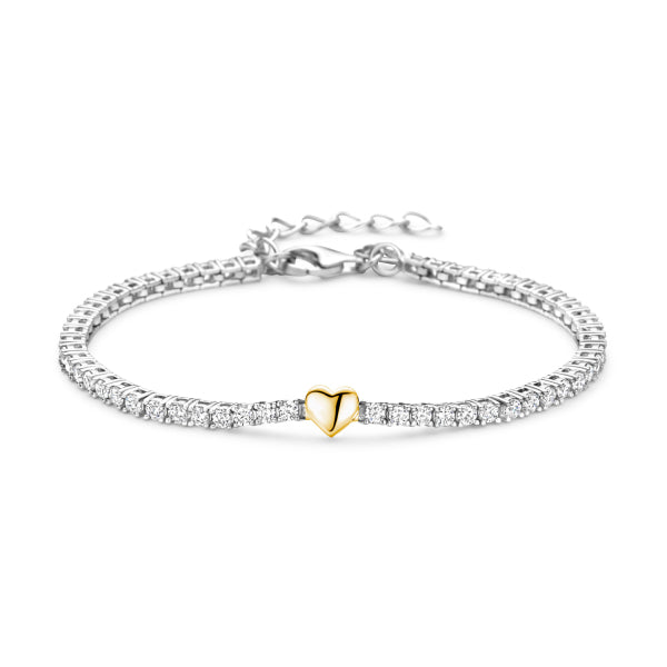 Tennisarmband mit 54 Zirkonia, verschiedene Varianten, aus 925 Silber, rhodiniert