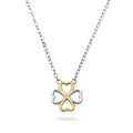 Collier mit Anhänger Klee, aus 925er Silber, rhodiniert,  Bicolor