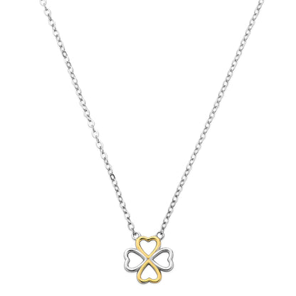 Collier mit Anhänger Klee, aus 925er Silber, rhodiniert,  Bicolor