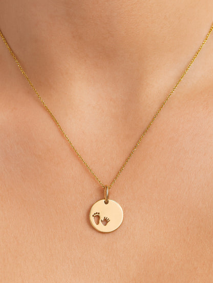 Anhänger Gravurplatte Hand und Fuß, aus 333er Gold