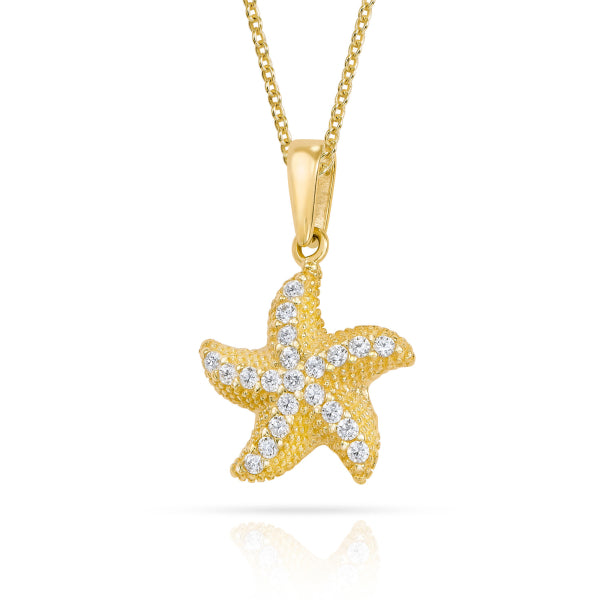 Anhänger Seestern mit 21 Zirkonia aus 333er Gold