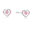 Ohrstecker Herz mit 16 Zirkonia inLack pink Silber aus 925er Silber, rhodiniert