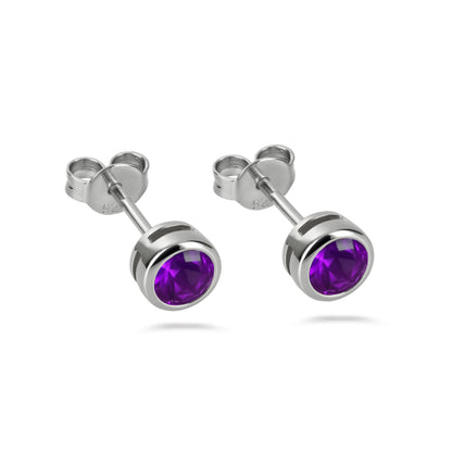 Ohrstecker Zirkonia  amethyst, aus 925er Silber, rhodiniert