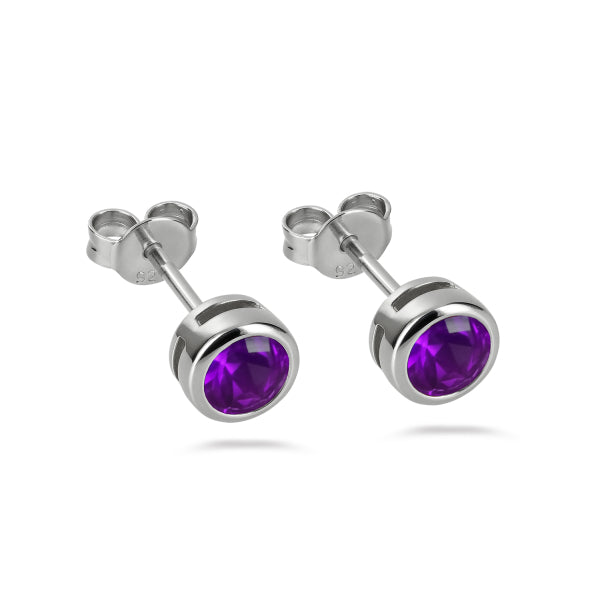 Ohrstecker Zirkonia  amethyst, aus 925er Silber, rhodiniert