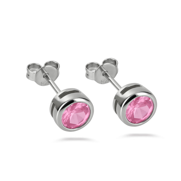 Ohrstecker Zirkonia  rosa, aus 925er Silber, rhodiniert