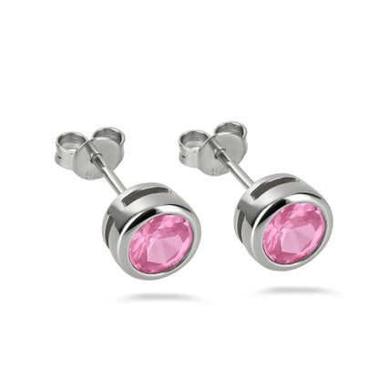 Ohrstecker Zirkonia  rosa, aus 925er Silber, rhodiniert