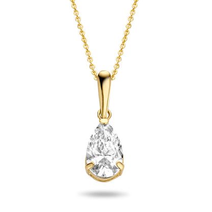 Collier mit Anhänger, mit Zirkonia Tropfen, aus 585er Gold