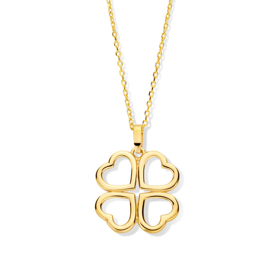 Collier mit Anhänger Kleeblatt, aus 585er Gold
