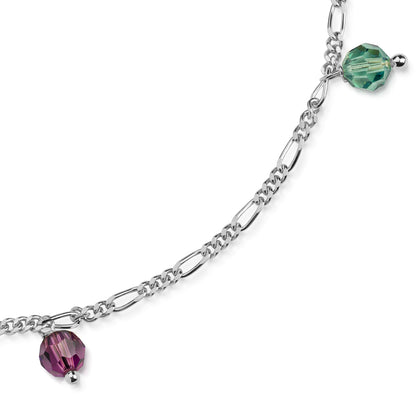 Fußkette mit 6 Swarovski aus 925er Silber oder 925er Silber vergoldet