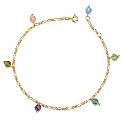 Fußkette mit 6 Swarovski aus 925er Silber oder 925er Silber vergoldet