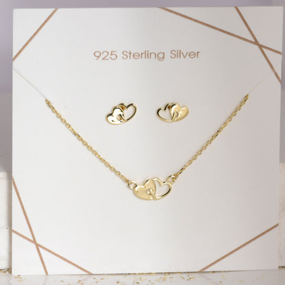 Schmuck Set, bestehend aus Collier und Ohrstecker Herz, aus 925er Silber