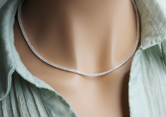 Tennis-Collier mit 180 Zirkonia, aus 925er Silber
