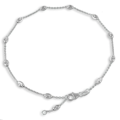 Fußkette mit ovalen Kugeln aus 925er Silber