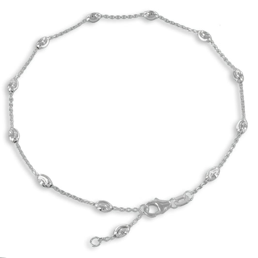Fußkette mit ovalen Kugeln aus 925er Silber