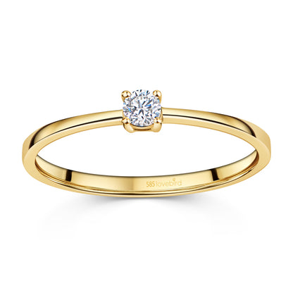 Damenring mit Brillant 0.05 ct., aus 585er Gelbgold