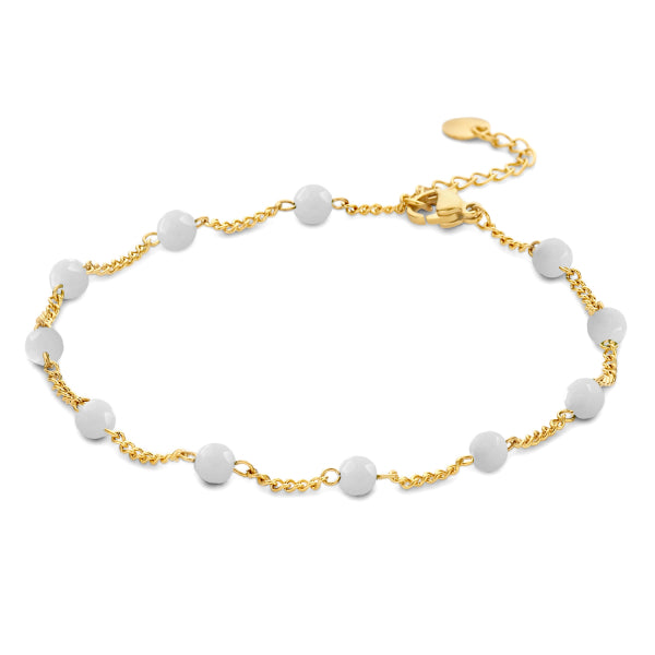 Fußkette mit Achat, aus Edelstahl IPG