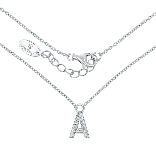 Collier mit Buchstabe, mit Zirkonia, aus 925er Silber