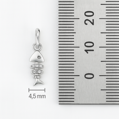 Anhänger Fischgräte mit 8 Zirkonia aus 925er Silber, rhodiniert